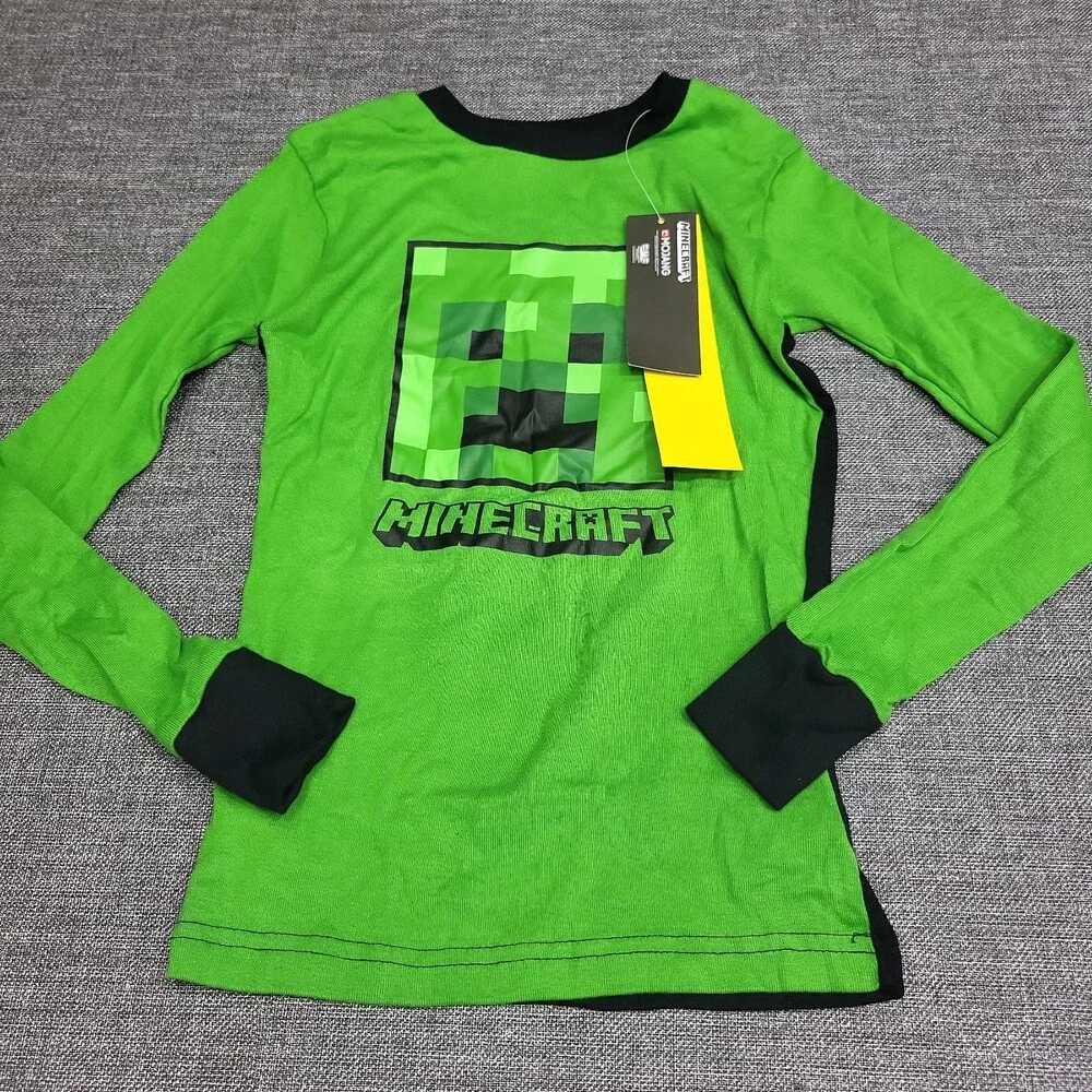 Minecraft Kids Boys Girls Set of 4 Pajama Sleepwear Set Green Size 8